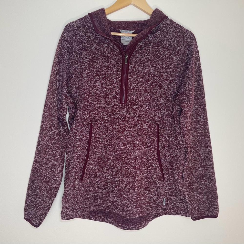 Avalanche | Half-Zip Marled Maroon Hooded Sweatshirt | Large